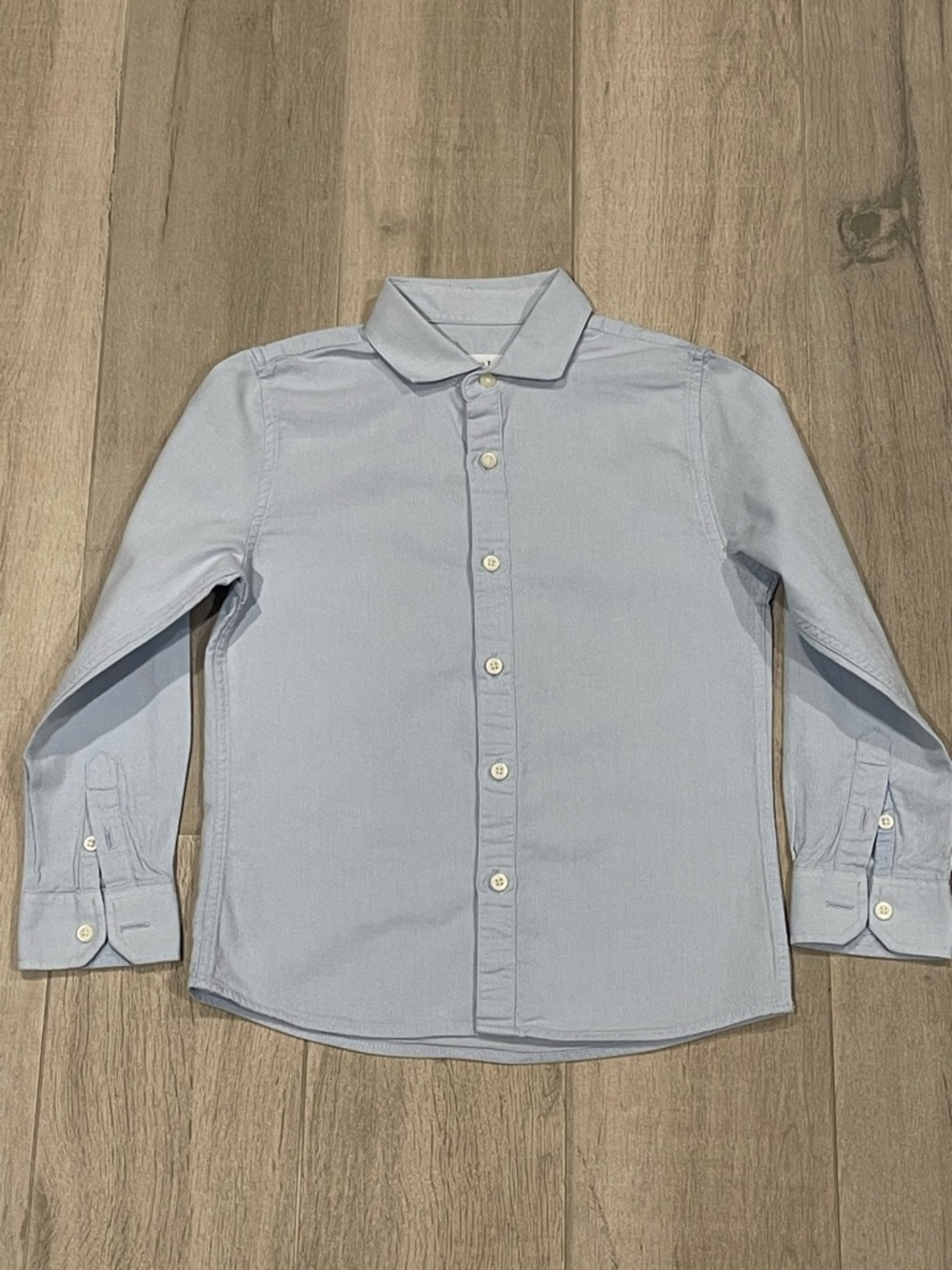 ZARA Boys Slim Fit Dress Shirt Size 7 (122 cm) Light Blue Button Down - Picture 9 of 9